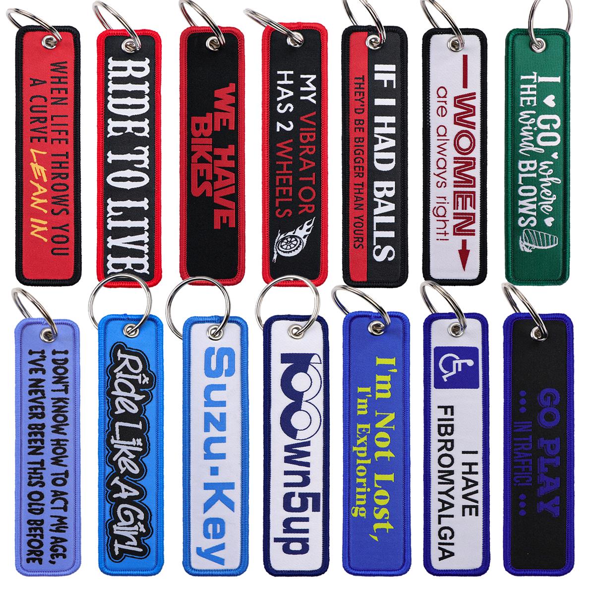 Car Accessories Quotation - 1PC Biker Phrase Embroidered Keys Cool