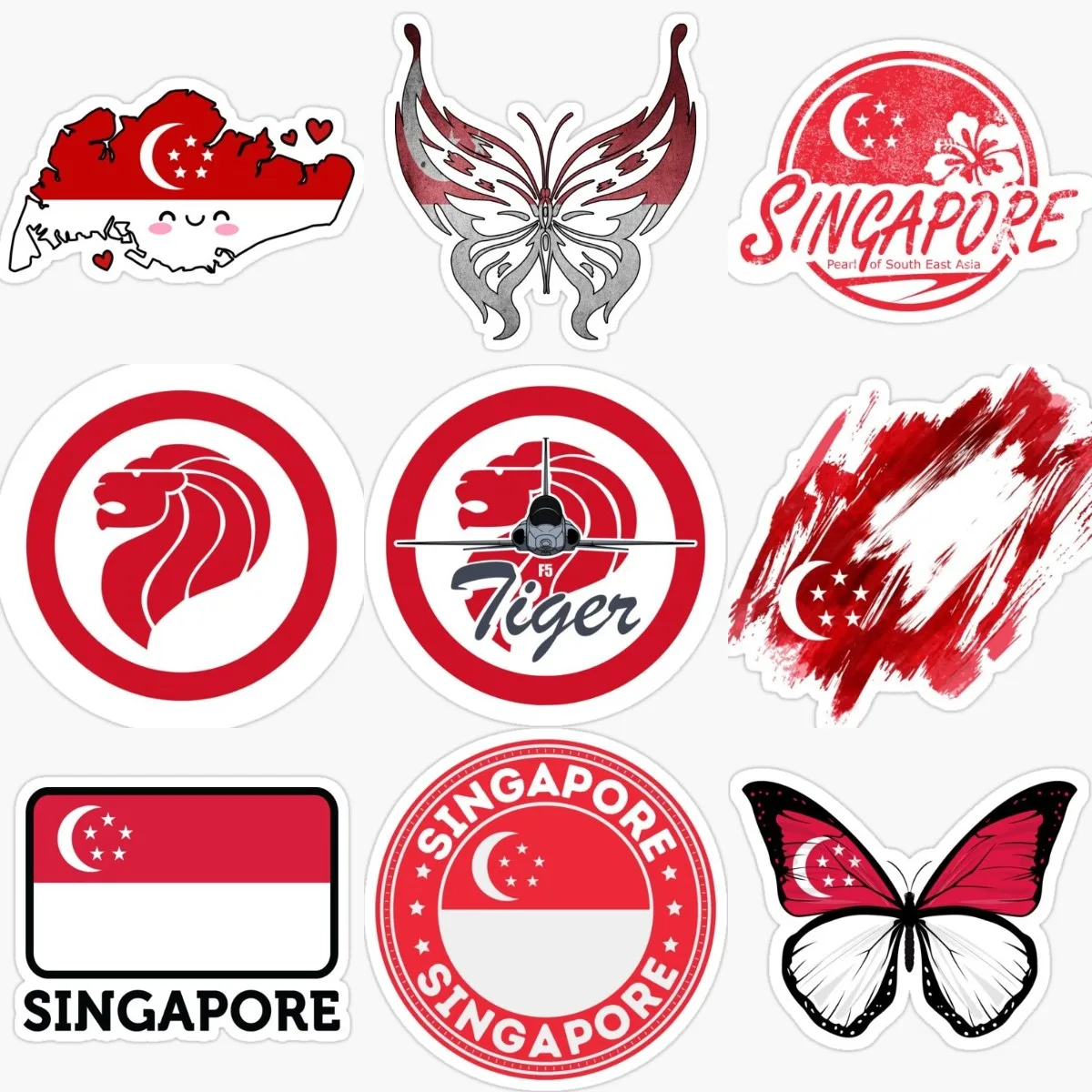 Car Accessories Singapore - Singapore Flag Map Creative PVC Waterproof