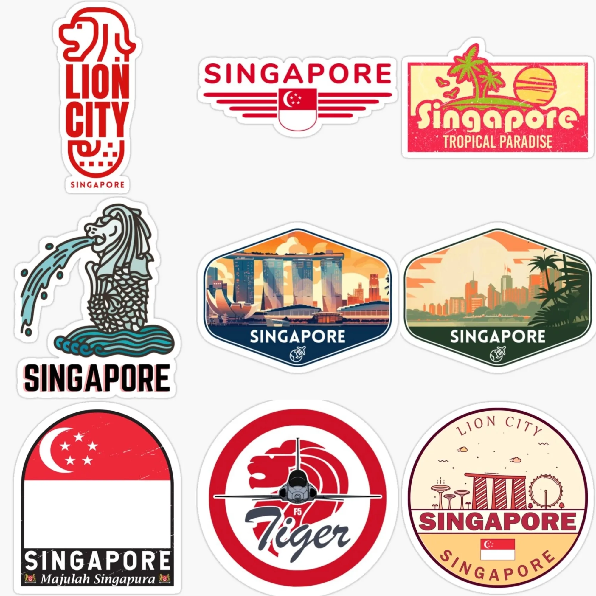 Car Accessories Singapore - Singapore Flag Merlion Scenery Creative PVC