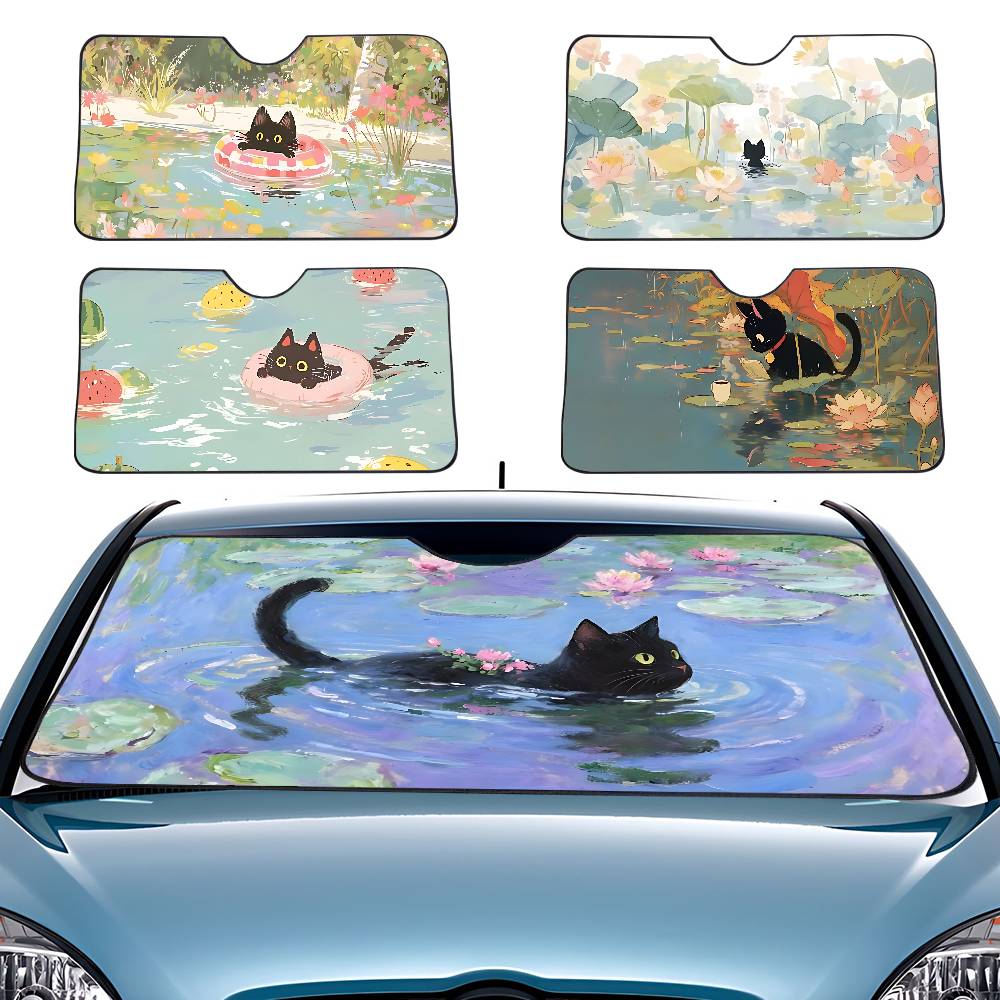 Cartoon Cat In Lotus Leaf Car  - огляд і ціна Car Accessories Window